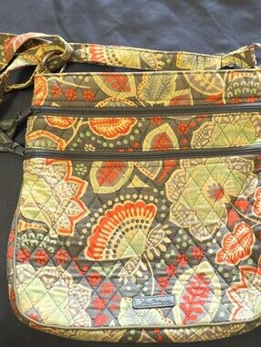 Vera Bradley Quilted Floral Crossbody Bag in Gray and Orange